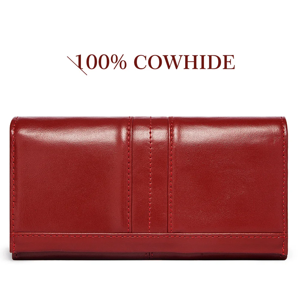 

New Genuine Leather Women Long Wallet RFID Female Clutches Bag Phone Purse Capacity Handy Passport Wallet for Credit Card Holder