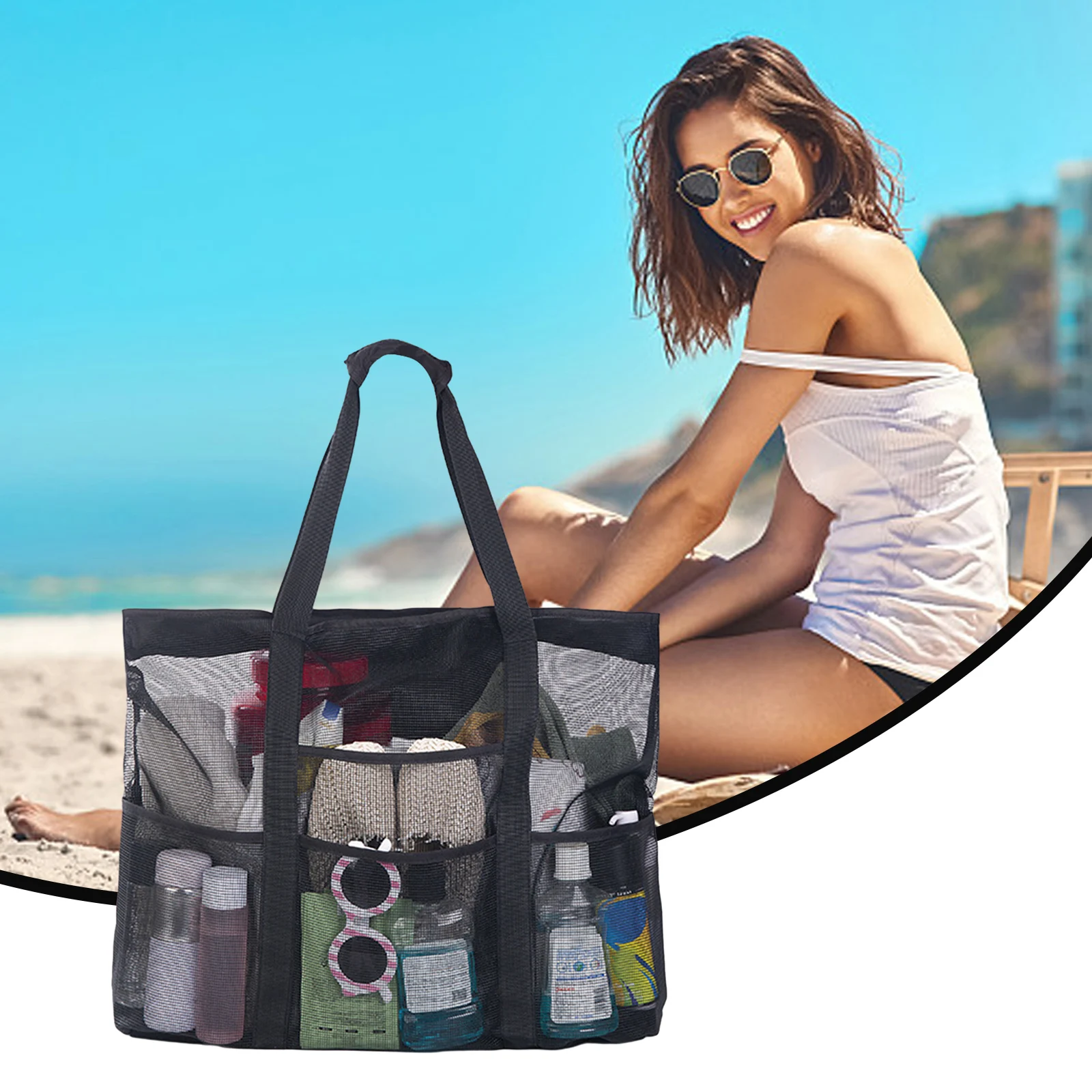 1pc Multiple Pockets Picnic Bags Foldable Oversized Mesh Beach Tote Bag Travel Stylish Lightweight Outdoor Tools Storage Pouch
1pc Multiple Pockets Picnic Bags Foldable Oversized Mesh Beach Tote Bag Travel Stylish Lightweight Outdoor Tools Storage Pouch