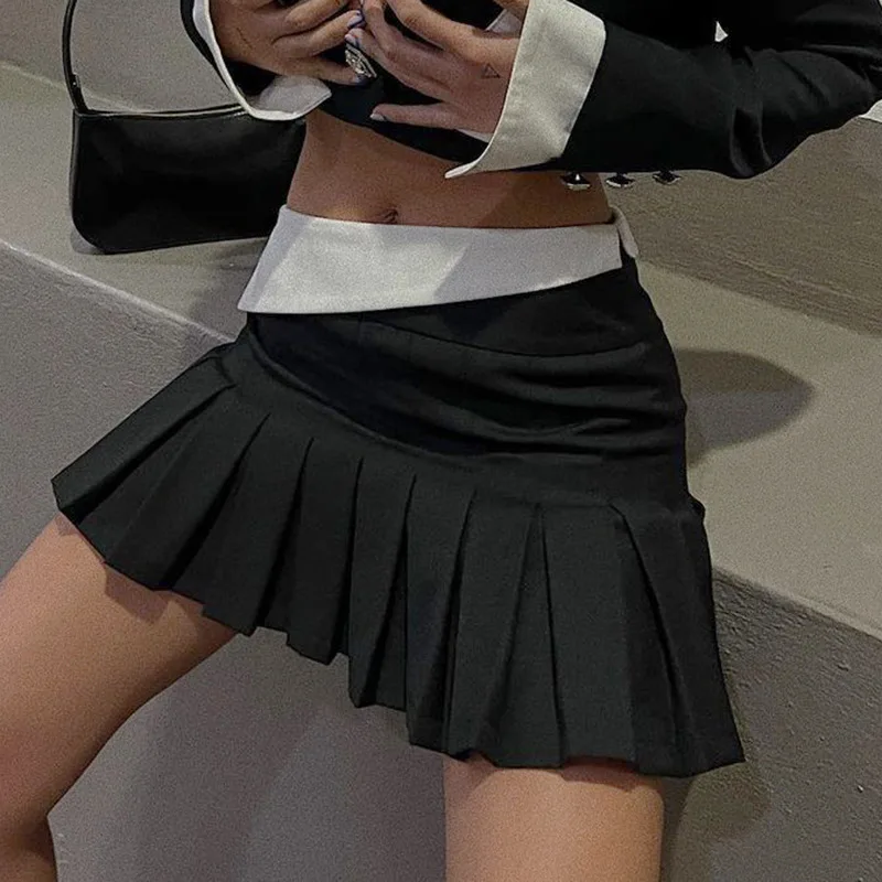 Summer Sexy Slim Fashion Sweet Contrast Color Turnup Low Rise Casual Mini Skirt Women A-line Skirts Girl Cute Pleated Skirt
Summer Sexy Slim Fashion Sweet Contrast Color Turnup Low Rise Casual Mini Skirt Women A-line Skirts Girl Cute Pleated Skirt