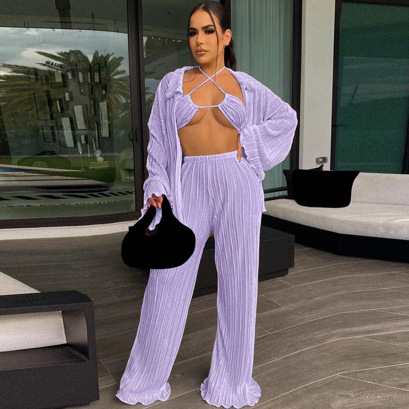 WUHE Pleated Loose Wide Leg Pants Suit 2023 Spring Long Sleeve Shirt Set Straight Trousers Three Piece Sets Women Tracksuit
WUHE Pleated Loose Wide Leg Pants Suit 2023 Spring Long Sleeve Shirt Set Straight Trousers Three Piece Sets Women Tracksuit
