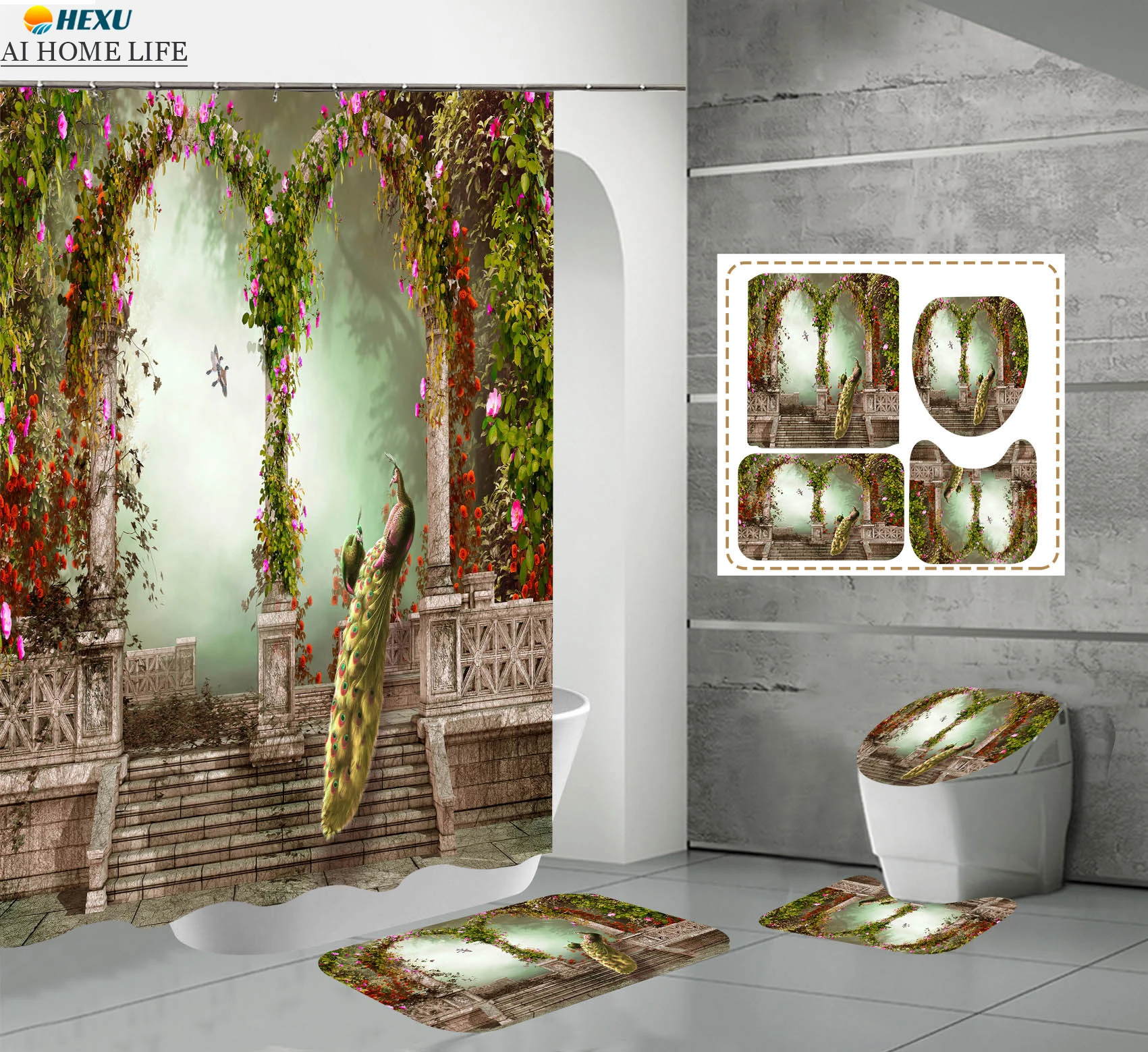 Elegant Peacock Shower Curtain Vine Flower Home Decor Waterproof Bathroom Curtain Anti-slip Bath Mat Set Flannel Floor Mats Rugs
Elegant Peacock Shower Curtain Vine Flower Home Decor Waterproof Bathroom Curtain Anti-slip Bath Mat Set Flannel Floor Mats Rugs