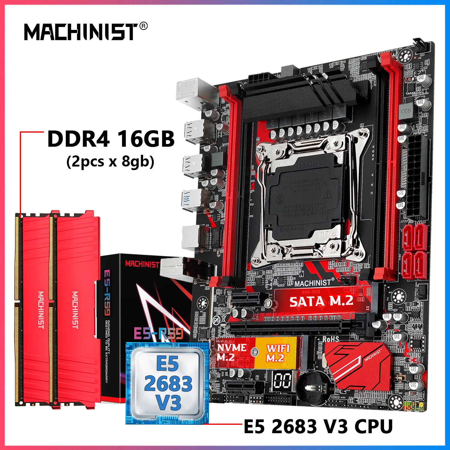 MACHINIST RS9 LGA 2011-3 комплект материнской платы Xeon E5 2683 V3 процессор + DDR4 2*8 Гб памяти combo NVME/SATA M.2
MACHINIST RS9 LGA 2011-3 комплект материнской платы Xeon E5 2683 V3 процессор + DDR4 2*8 Гб памяти combo NVME/SATA M.2