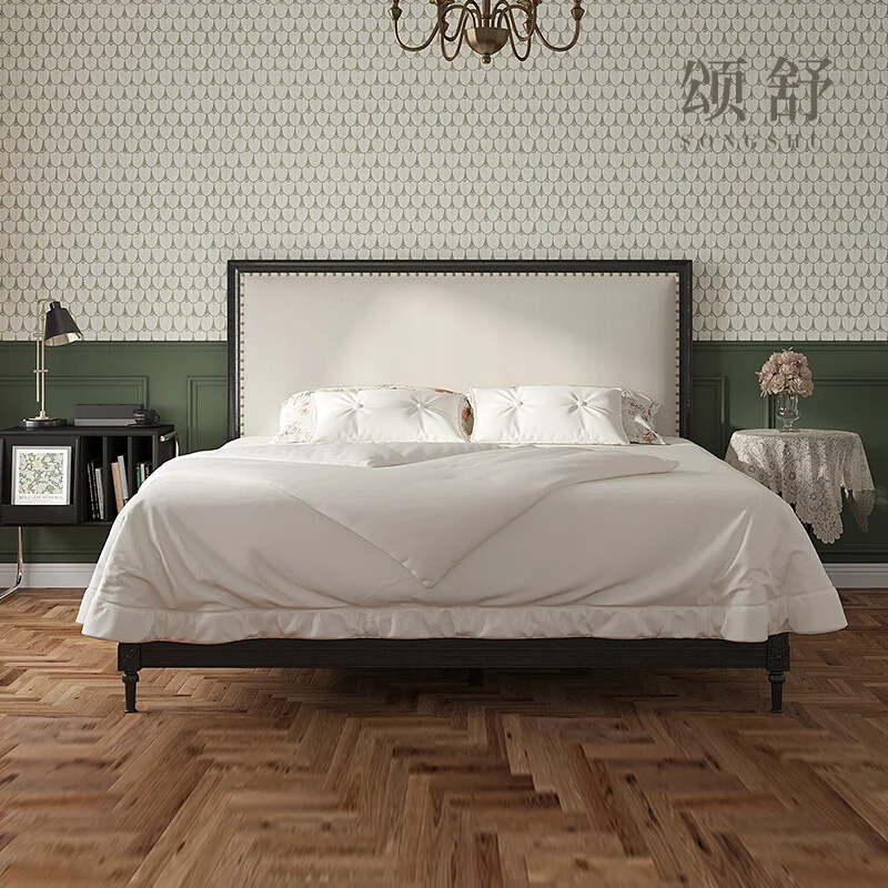 CXH Solid Wood Double Bed Soft Pack Bed High Back Bed American Light Luxury Black Marriage Bed Antique Style
CXH Solid Wood Double Bed Soft Pack Bed High Back Bed American Light Luxury Black Marriage Bed Antique Style