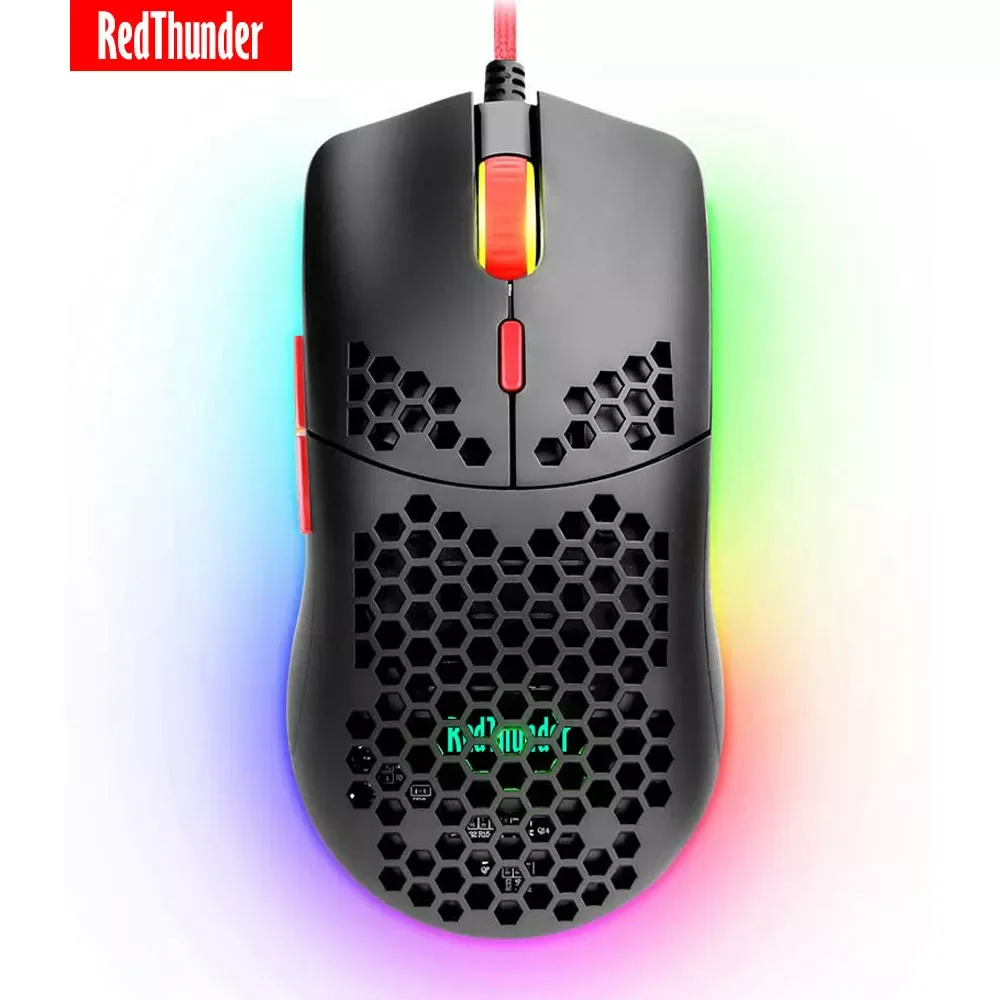 RedThunder M6 Lightweight Honeycomb Shell Wired RGB Gaming Mouse - Programmable 7 Buttons - Adjustable 7200 DPI-for PC PS4 Xbox
RedThunder M6 Lightweight Honeycomb Shell Wired RGB Gaming Mouse - Programmable 7 Buttons - Adjustable 7200 DPI-for PC PS4 Xbox
