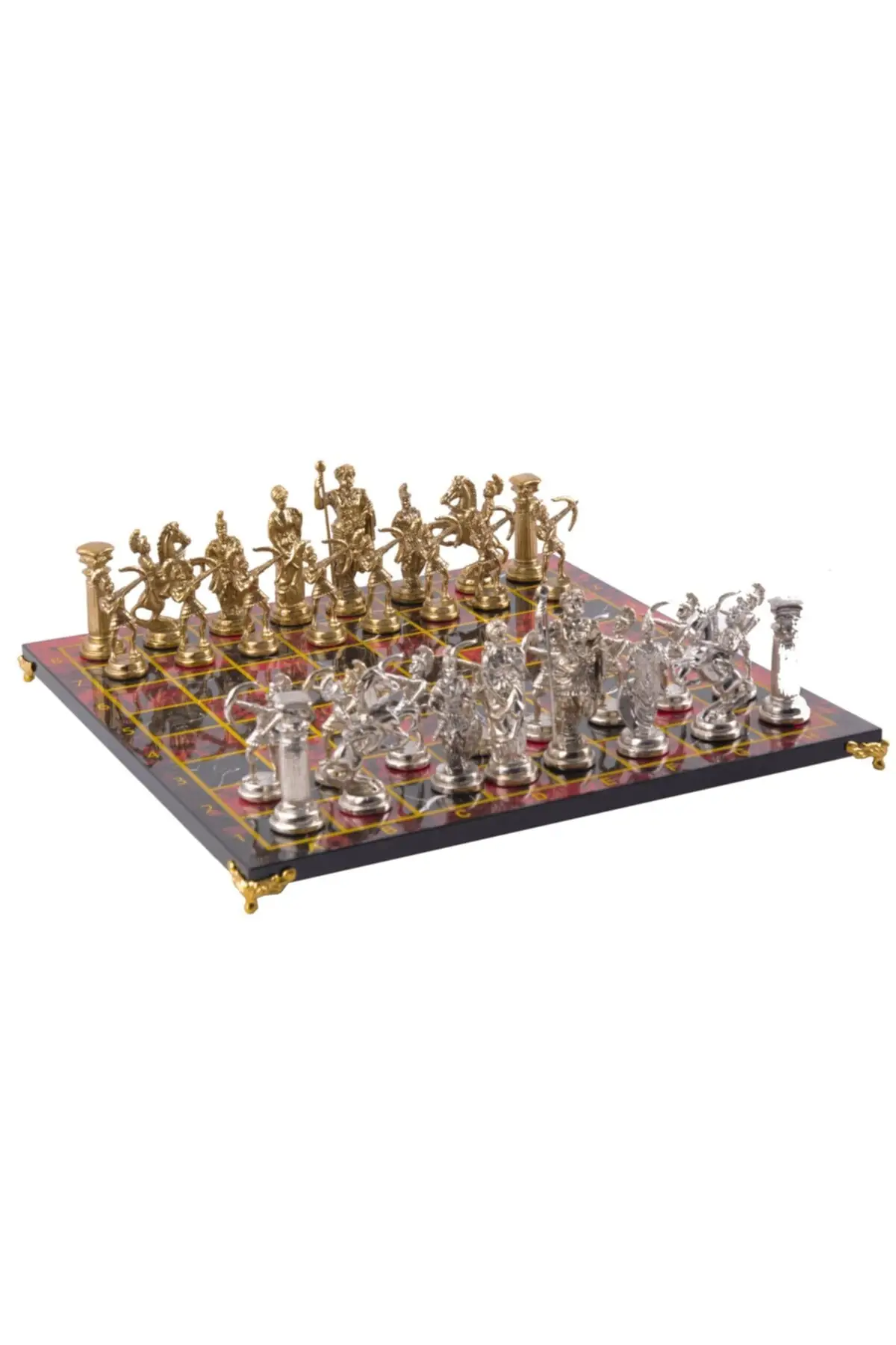 Luxury Metal Casting Gold Chess set Roman Okçuları & Custom Floor Standing Red Marble Patterned Board
Luxury Metal Casting Gold Chess set Roman Okçuları & Custom Floor Standing Red Marble Patterned Board