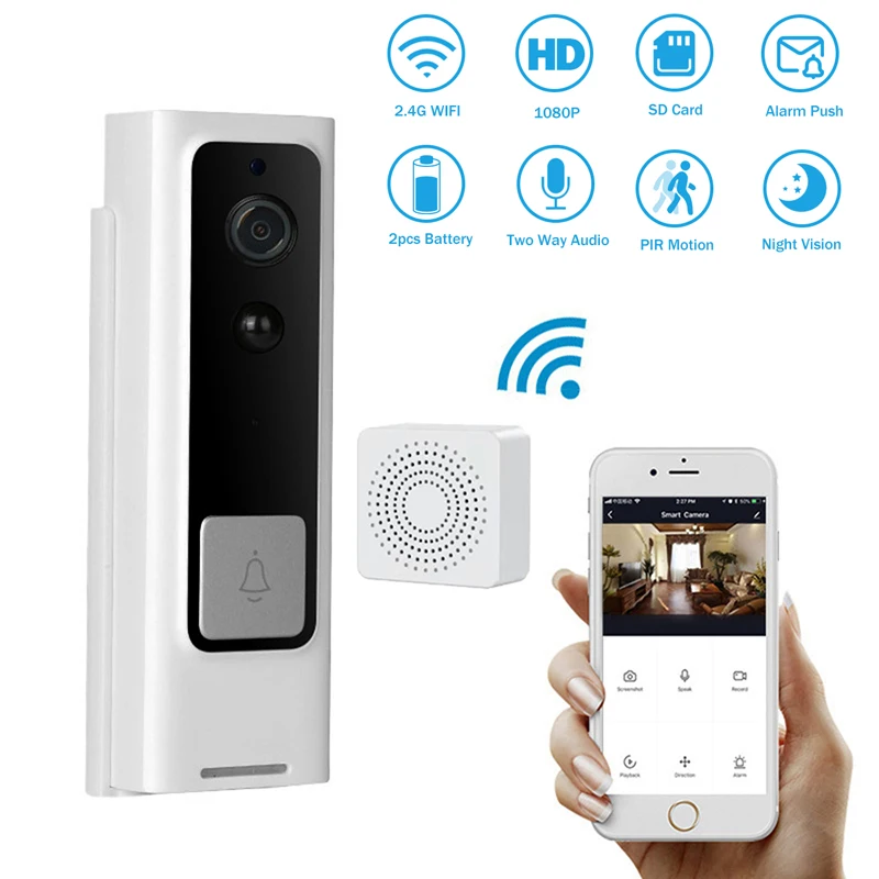 Visible Wireless Doorbell - HD Video, 166° View, Night Vision, 2 Way Audio, Direct to Wi-Fi No Hub Needed, Easy Installation
Visible Wireless Doorbell - HD Video, 166° View, Night Vision, 2 Way Audio, Direct to Wi-Fi No Hub Needed, Easy Installation