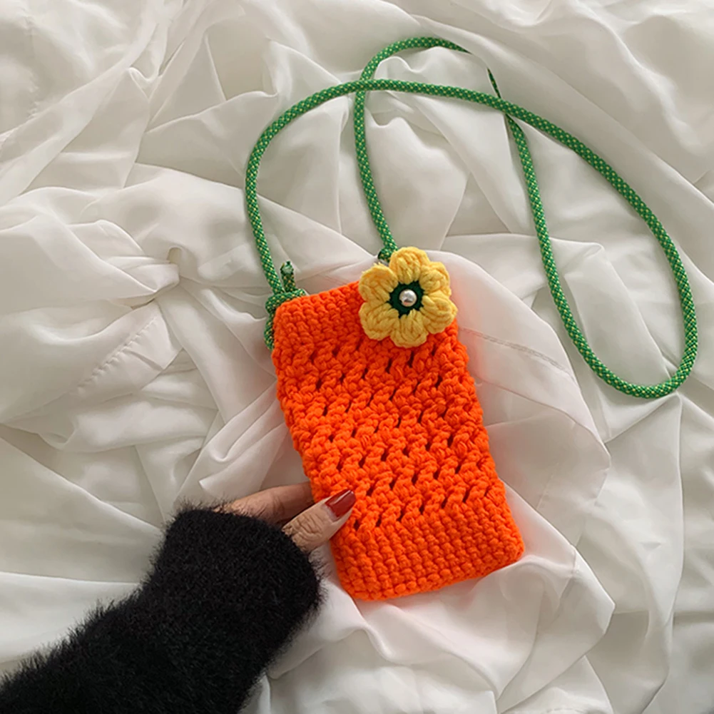 Women Knit Crossbody Bag Hit Color Cute Flower Hand-woven Shoulder Bag Winter Mini Phone Bag Purse Handbag for Children Women
Women Knit Crossbody Bag Hit Color Cute Flower Hand-woven Shoulder Bag Winter Mini Phone Bag Purse Handbag for Children Women