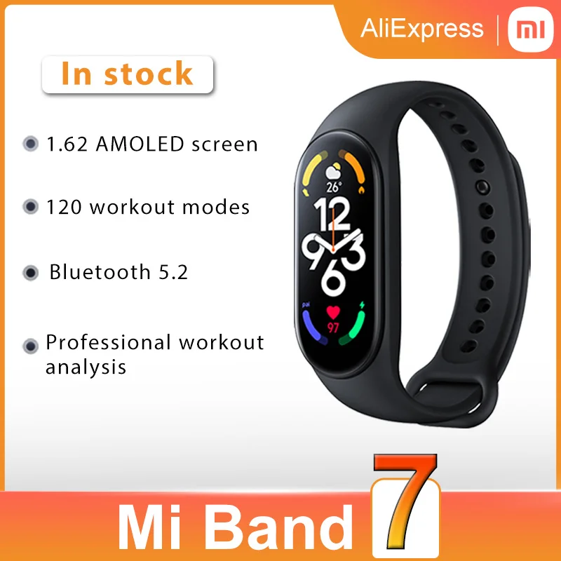 Original XIAOMI Band7 Smart Watch Bracelet 1.62'' AMOLED Bluetooth 5.2 with 120 Workout Modes Professional Workout Analysis
Original XIAOMI Band7 Smart Watch Bracelet 1.62'' AMOLED Bluetooth 5.2 with 120 Workout Modes Professional Workout Analysis