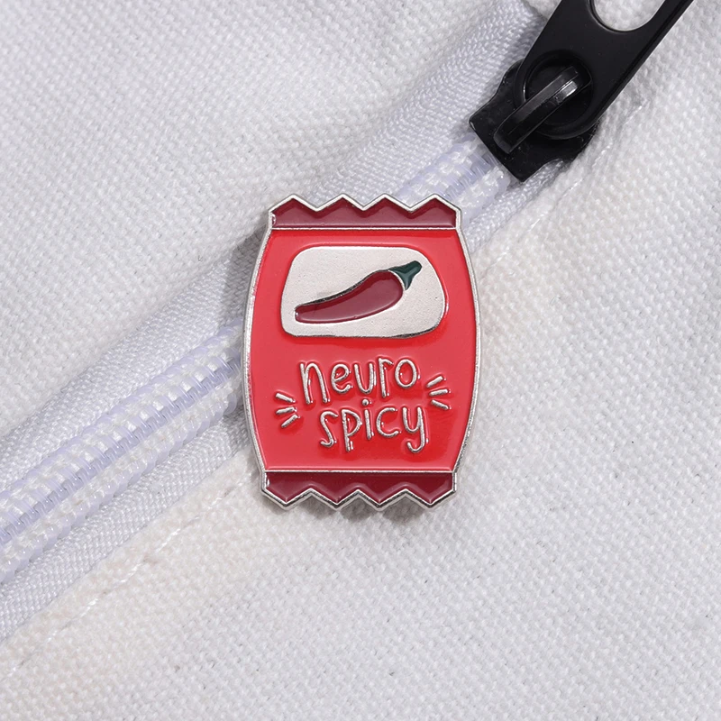 

Neuro Spicy Brooch Sauce Packet Mental Health Awareness Enamel Pin Lapel Jewelry Custom Gift Accessories Kids Friends Backpack