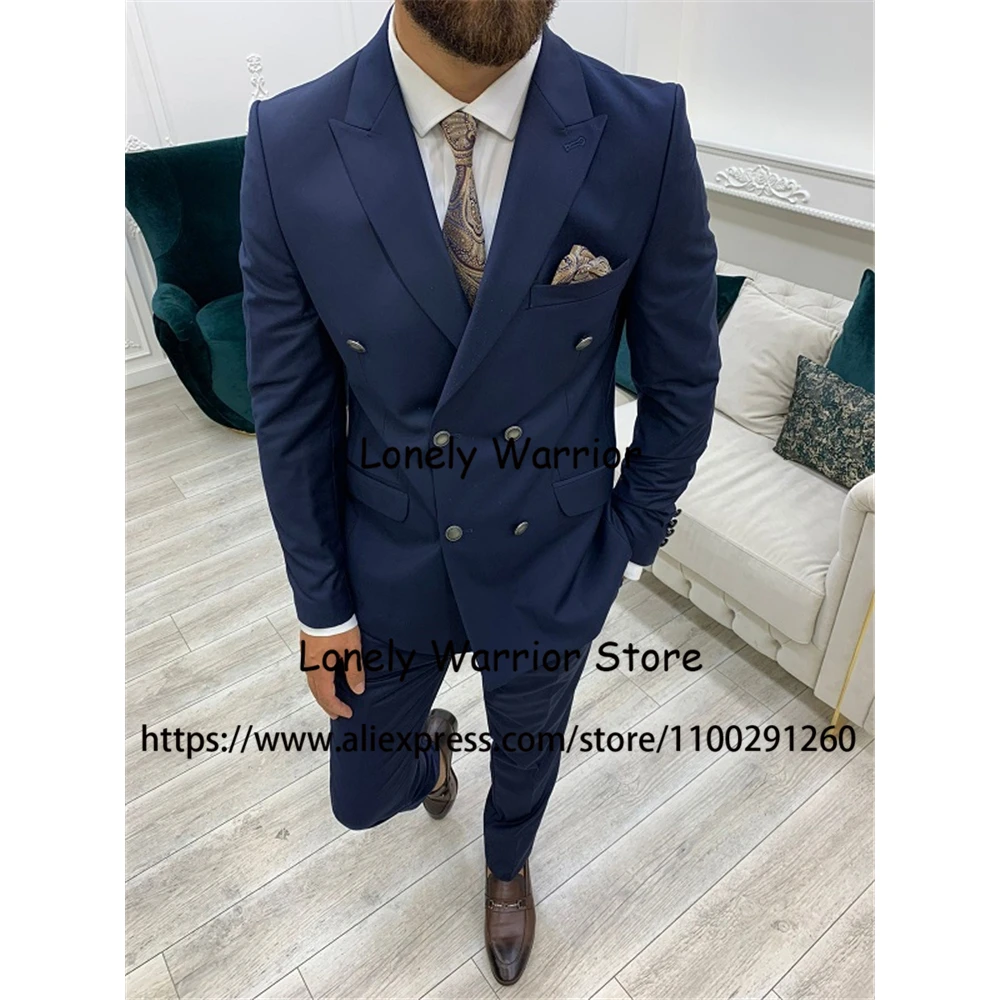 Fashion Navy Blue Daily Suits For Men Business Blazer Double Breasted Wedding Groom Tuxedo 2 Piece Jacket Pant Set Costume Homme
Fashion Navy Blue Daily Suits For Men Business Blazer Double Breasted Wedding Groom Tuxedo 2 Piece Jacket Pant Set Costume Homme