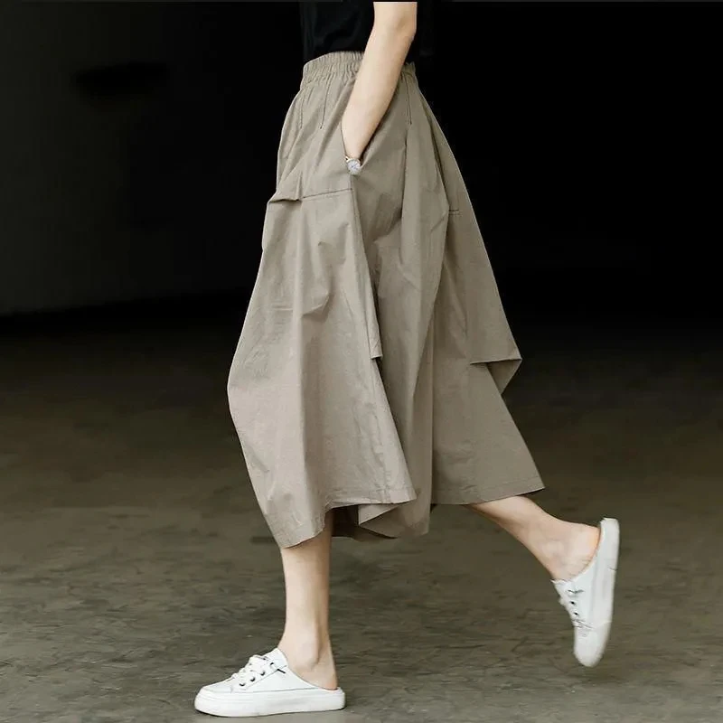 Женская плиссированная юбка-зонтик, однотонная трапециевидная юбка с высокой талией и асимметричным подолом, в Корейском стиле, для работы в японском стиле, на лето 
Женская плиссированная юбка-зонтик, однотонная трапециевидная юбка с высокой талией и асимметричным подолом, в Корейском стиле, для работы в японском стиле, на лето