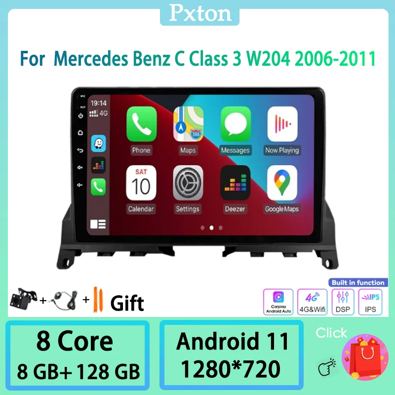 Pxton Android 11.0 Car Radio Stereo Multimedia Player For Mercedes Benz C Class 3 W204 2006-2011 4G Carplay Android Auto 8+128G
Pxton Android 11.0 Car Radio Stereo Multimedia Player For Mercedes Benz C Class 3 W204 2006-2011 4G Carplay Android Auto 8+128G