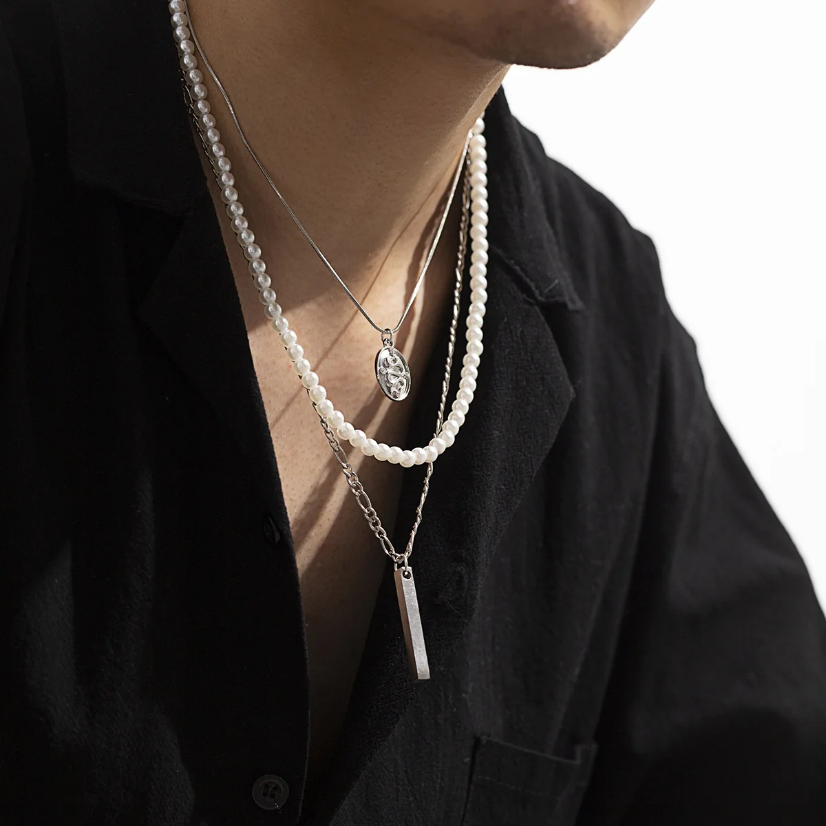 Sindlan 3Pcs Punk Pearl Pendants Necklace for Men Hip Hop Grunge Silver Color Chains Dragon Couple Emo Jewelry Collares Hombre
Sindlan 3Pcs Punk Pearl Pendants Necklace for Men Hip Hop Grunge Silver Color Chains Dragon Couple Emo Jewelry Collares Hombre