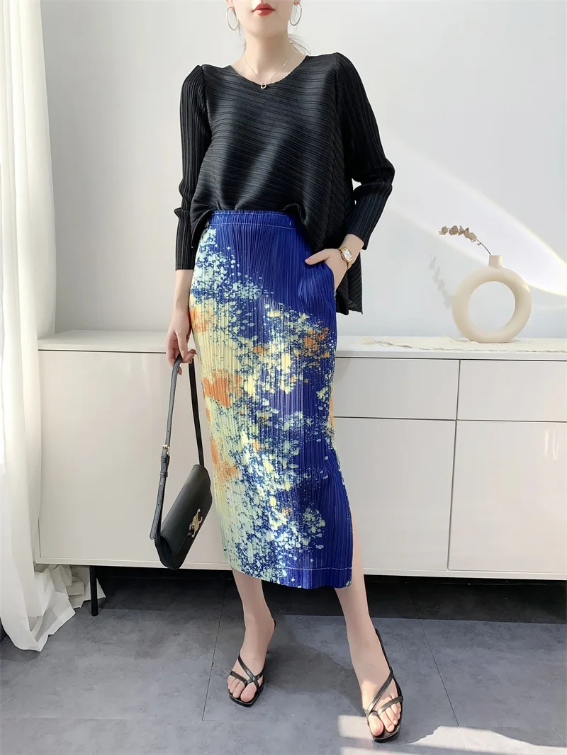 Miyake Pleated Skirt Summer Women's Temperament Leisure Pleated Skirt Split Printed Midi Skirt Pleated Skirt Slimming 2022
Miyake Pleated Skirt Summer Women's Temperament Leisure Pleated Skirt Split Printed Midi Skirt Pleated Skirt Slimming 2022