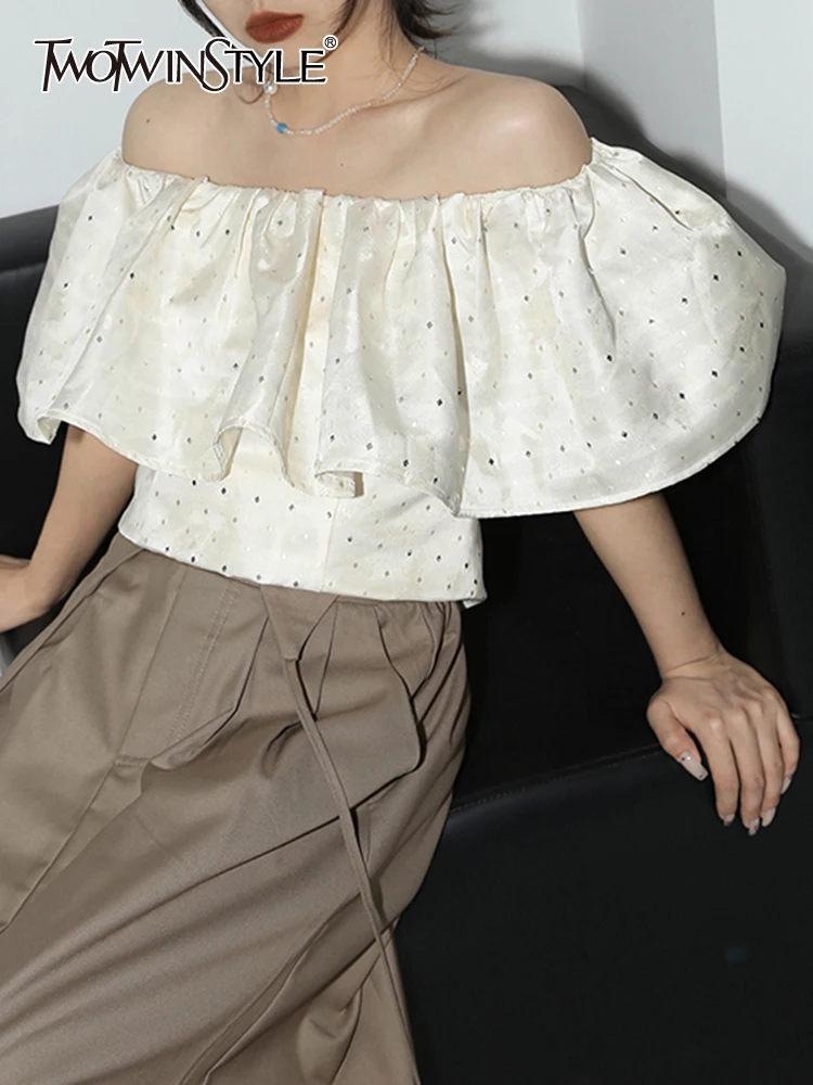 TWOTWINSTYLE Summer Loose Shirt For Women Slash Neck Sleeveless Print Colorblock Fashion Blouses Female Clothing Style New 2022
TWOTWINSTYLE Summer Loose Shirt For Women Slash Neck Sleeveless Print Colorblock Fashion Blouses Female Clothing Style New 2022