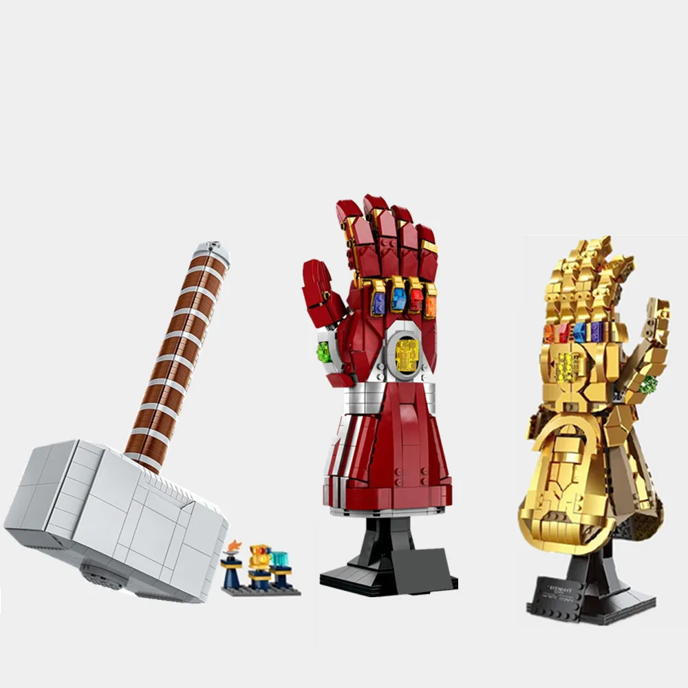 Avenger Irons Heroes Infinity Gauntlet Glove Thanos Thor Mjolnir Mini Mans Toys Figures Building Block Brick Kid Gift
Avenger Irons Heroes Infinity Gauntlet Glove Thanos Thor Mjolnir Mini Mans Toys Figures Building Block Brick Kid Gift