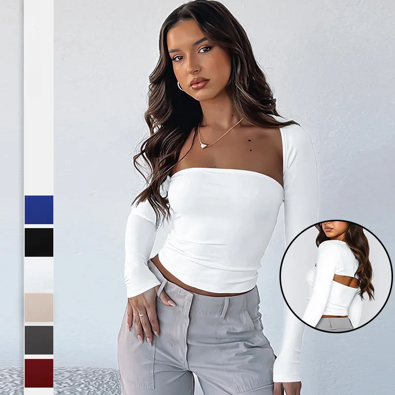 Long Sleeves Strapless Backless Two-piece T-shirt for Sexy Girl Y2k Streetwear Summer Patchwork Top Fashion Woman Blouse 2023
Long Sleeves Strapless Backless Two-piece T-shirt for Sexy Girl Y2k Streetwear Summer Patchwork Top Fashion Woman Blouse 2023