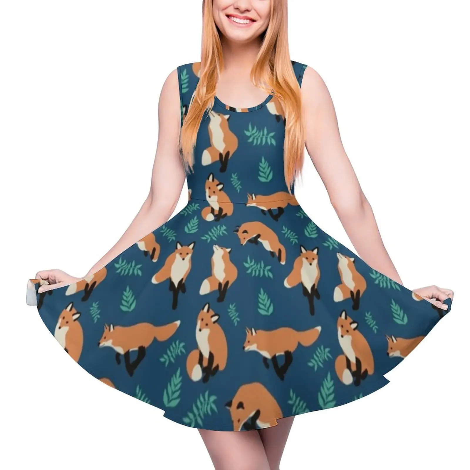 Cute Fox Animal Dress Green Leaves Print Modern Dresses High Waist Simple Oversized Skate Dress Womens Printed Clothing
Cute Fox Animal Dress Green Leaves Print Modern Dresses High Waist Simple Oversized Skate Dress Womens Printed Clothing