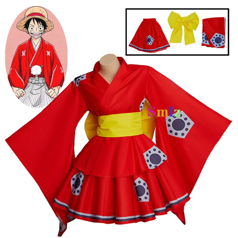 Luffy Dress Cosplay Anime Wano Country Arc Cosplay Costume Kimono Yukata Red Top Skirts Outfit Halloween Costumes
Luffy Dress Cosplay Anime Wano Country Arc Cosplay Costume Kimono Yukata Red Top Skirts Outfit Halloween Costumes
