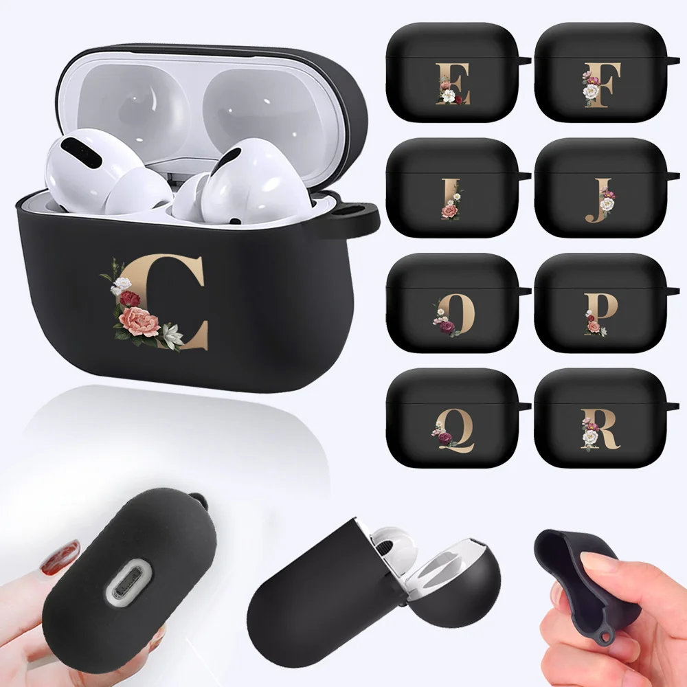 Earphone Cases for Apple AirPods Pro Cute Floral Gold Initial Letter Pattern Black Silicone Wireless Bluetooth Cover A2084 A2083
Earphone Cases for Apple AirPods Pro Cute Floral Gold Initial Letter Pattern Black Silicone Wireless Bluetooth Cover A2084 A2083