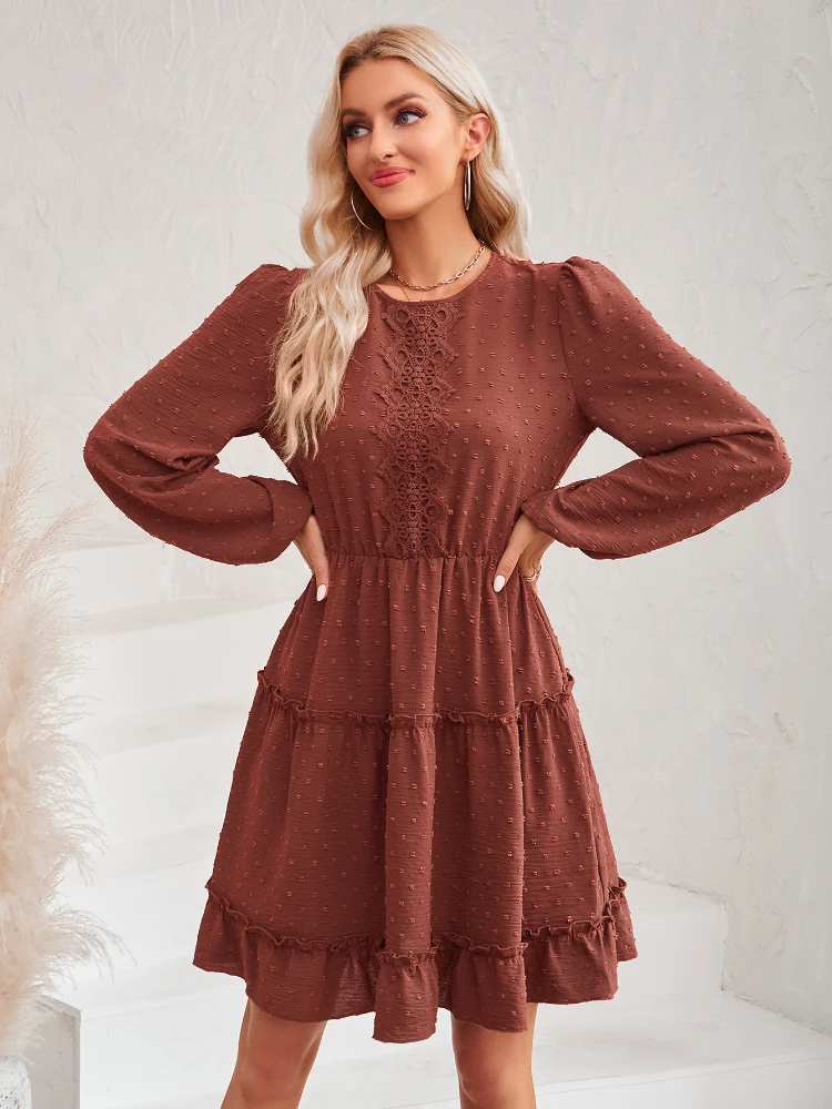 2023 New Fashionable European and American Autumn Winter Women Dress Casual O-Neck Solid Waist Lace Dress Pullover A-line Skirt
2023 New Fashionable European and American Autumn Winter Women Dress Casual O-Neck Solid Waist Lace Dress Pullover A-line Skirt