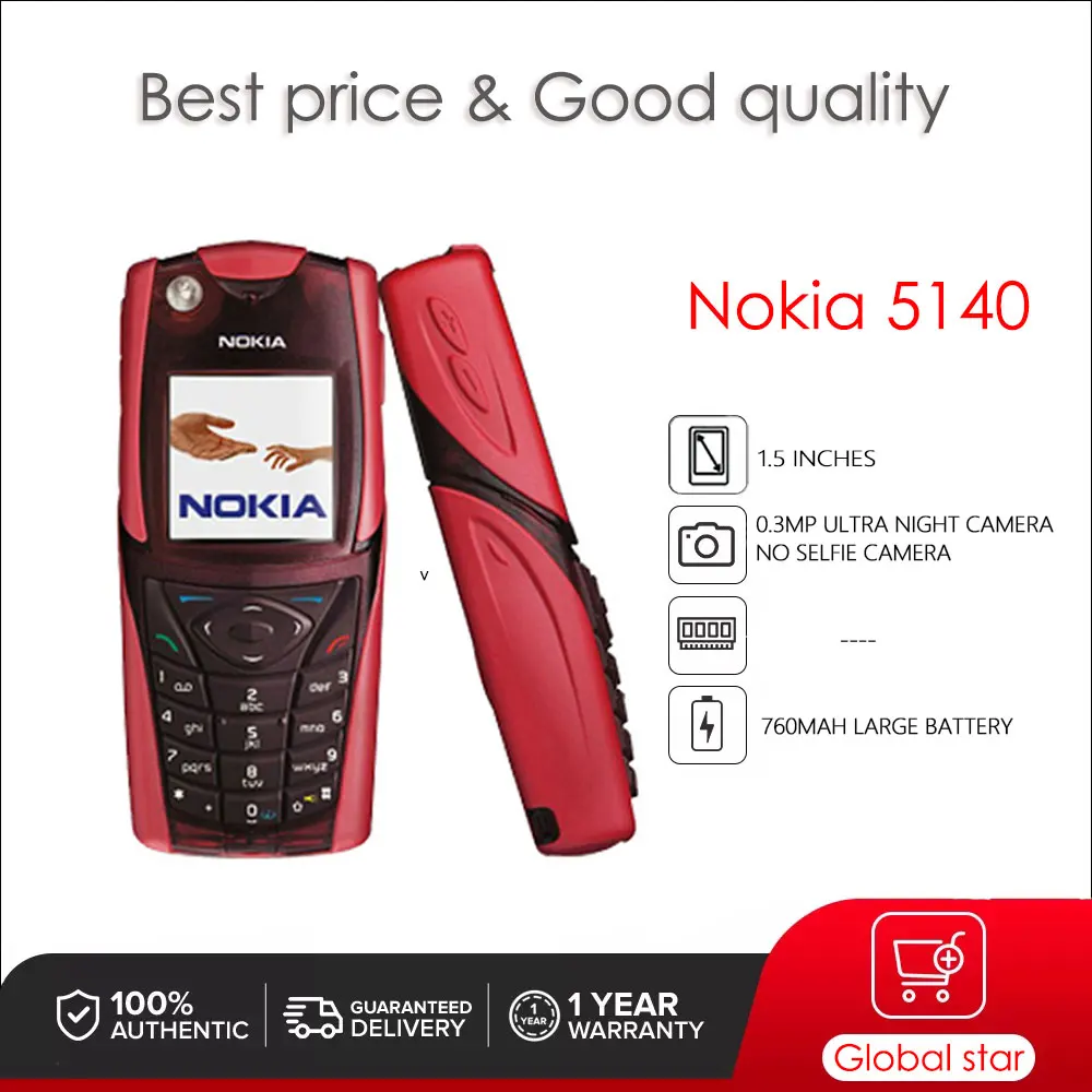 Оригинальный мобильный телефон Nokia 5140 с одной SIM-картой, 1,5 дюйма, 760 мАч, бесплатная доставка
Оригинальный мобильный телефон Nokia 5140 с одной SIM-картой, 1,5 дюйма, 760 мАч, бесплатная доставка