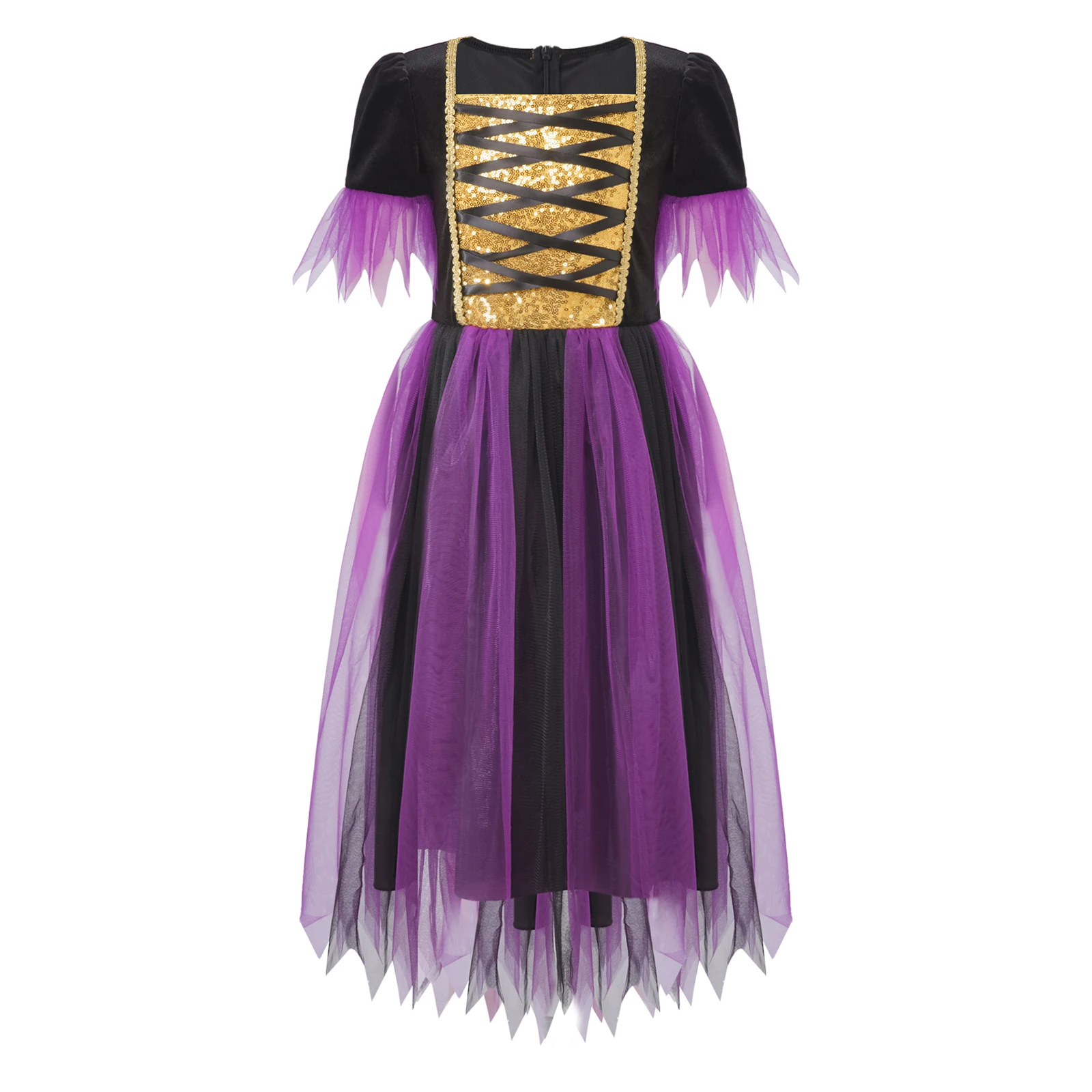 Halloween Kids Girls Witch Cosplay Dress Lace Up Shiny Sequins Mesh Dresses Dress-up Party Carnival Stage Performance Costumes
Halloween Kids Girls Witch Cosplay Dress Lace Up Shiny Sequins Mesh Dresses Dress-up Party Carnival Stage Performance Costumes