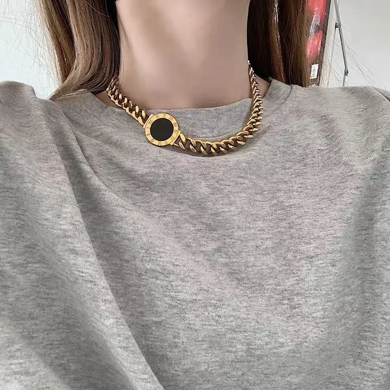 Trendy Roman Numerals Black Round Necklace Women Men Gold Color Thick Chain Statement Charm Necklaces Collares Jewelry
Trendy Roman Numerals Black Round Necklace Women Men Gold Color Thick Chain Statement Charm Necklaces Collares Jewelry
