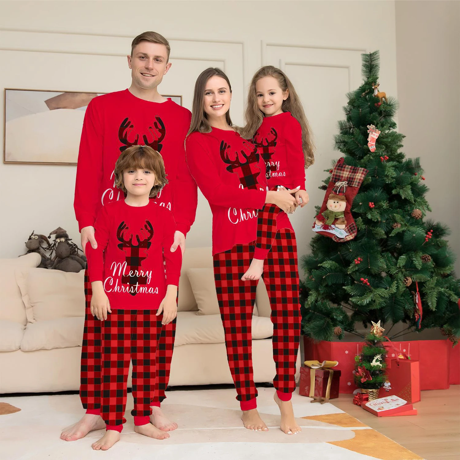 

Xmas Family Matching Pajamas 2023 Christmas Elk Printed Father Mother Kids Mathing Clothes Set Baby Jumpsuit Pyjamas Homewear