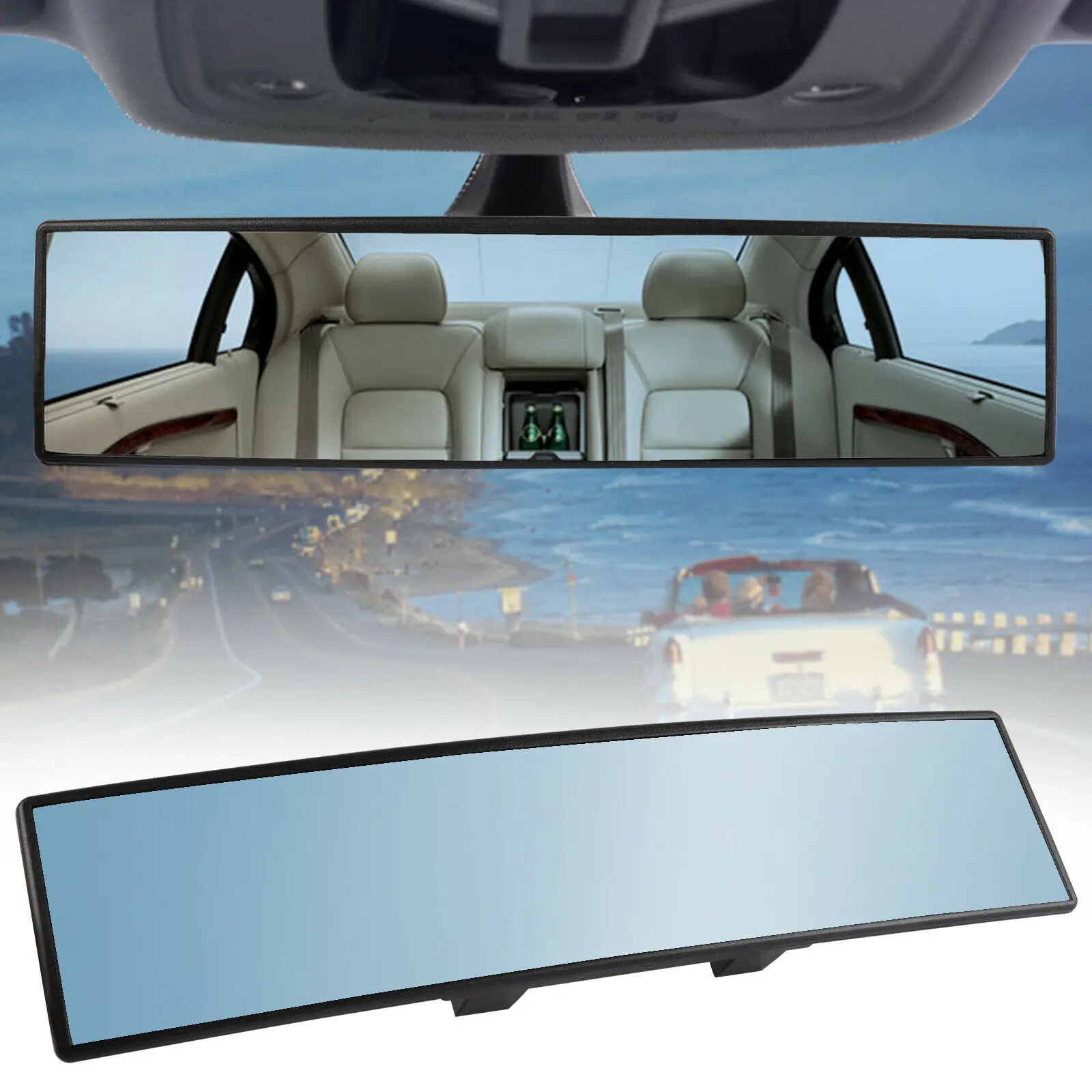 

300mm Car Rear View Mirror Anti-Glare Blue Curved Glass Mirror Blind angle Automotive Rearview Mirror