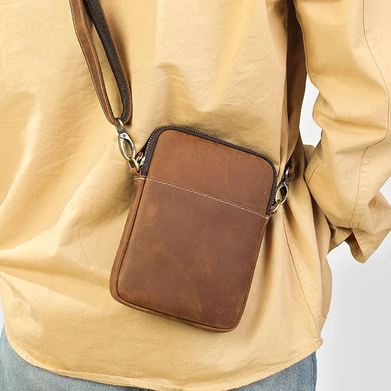 

EUMOAN First layer cowhide casual retro business portable shoulder bag new trend men's leather crossbody bag