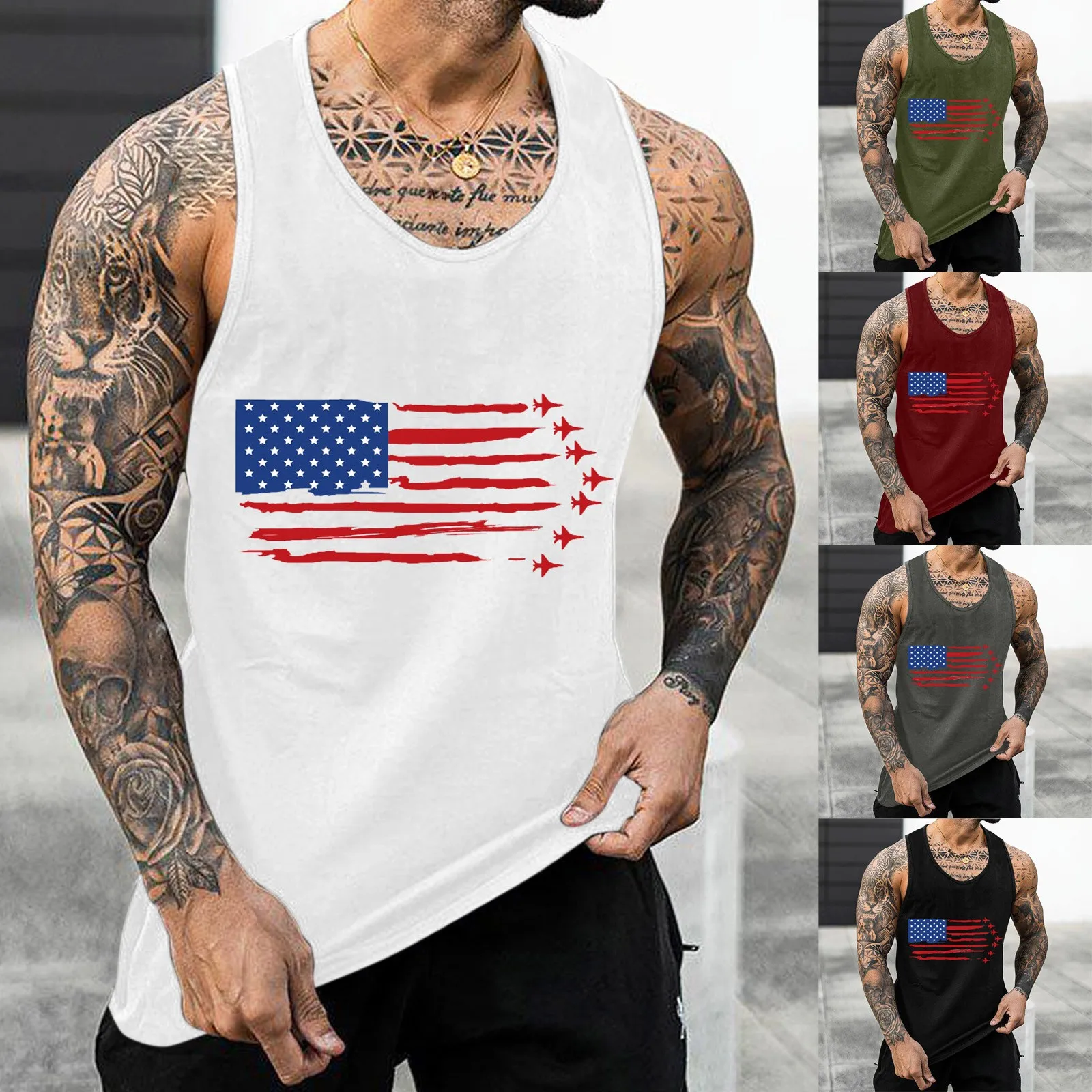 Mens Summer Tank Top Vest Sleeveless Shirt Loose Sportswear Bodybuilding Vest US Independence Day Casual Breathable Plus Size
Mens Summer Tank Top Vest Sleeveless Shirt Loose Sportswear Bodybuilding Vest US Independence Day Casual Breathable Plus Size