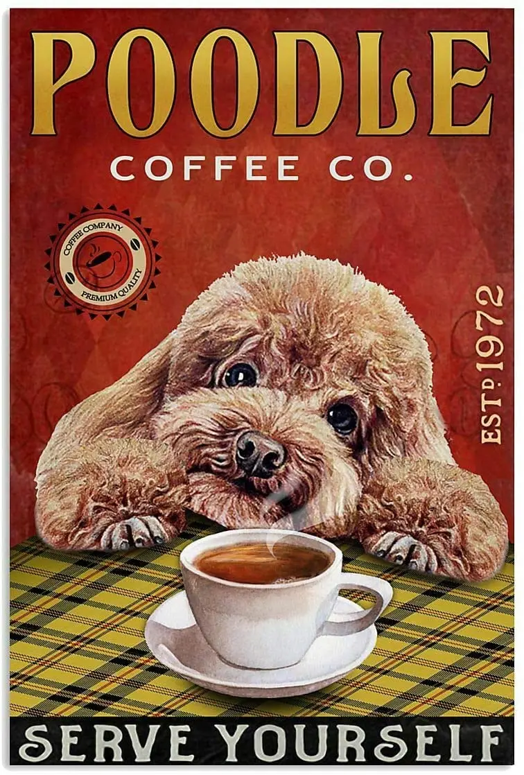 SIGNCHAT Lazy Coffee Company Poodle Vertical Poster Art Print Home Retro Art Wall Decor Metal Sign Poster 8x12 inch
SIGNCHAT Lazy Coffee Company Poodle Vertical Poster Art Print Home Retro Art Wall Decor Metal Sign Poster 8x12 inch