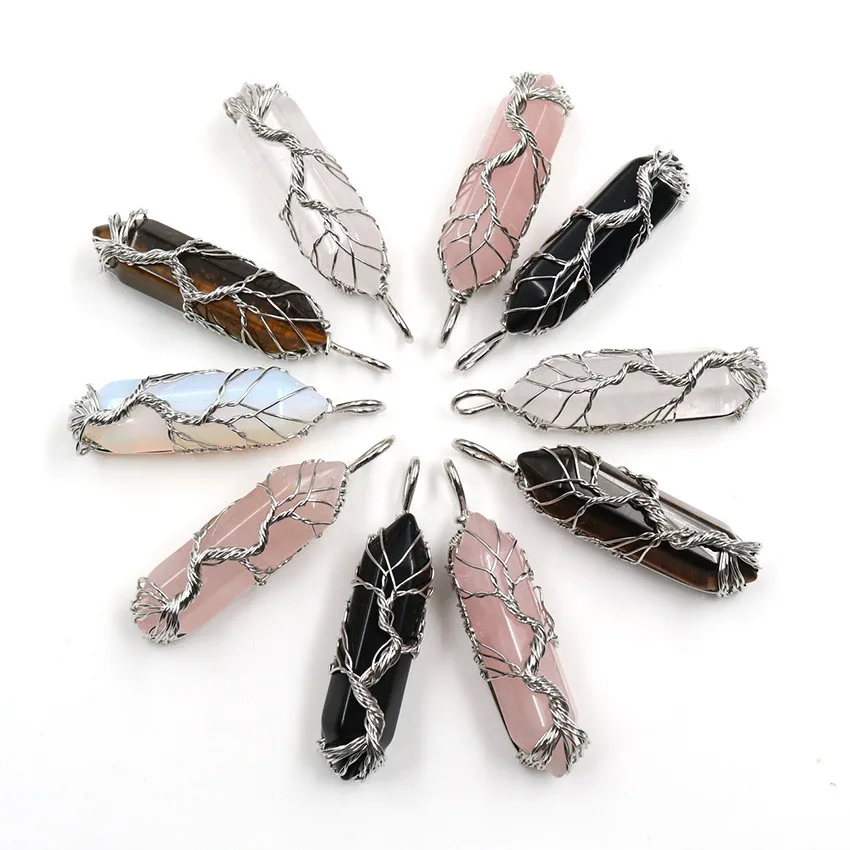 Natural Stone Hexagon Prism Wire Wrap Tree Of Life Pendants Aventurine Opal Rose Quartz Charms Diy Necklace For Women Jewelry
Natural Stone Hexagon Prism Wire Wrap Tree Of Life Pendants Aventurine Opal Rose Quartz Charms Diy Necklace For Women Jewelry