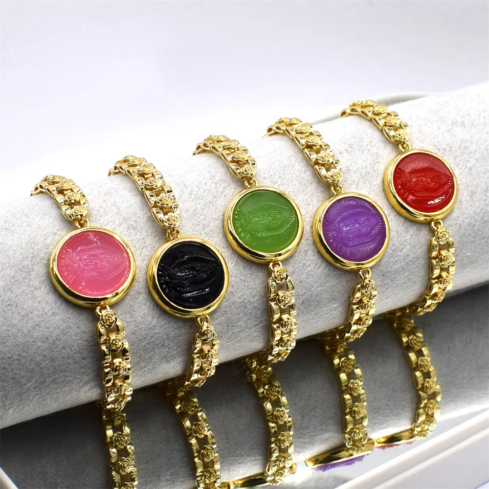 Round Crystal Zircon Our Lady of Guadalupe Virgin Mary Rosary Chain Ladies Religious Charms Bracelet Prayer Girls Sweet Gift 
Round Crystal Zircon Our Lady of Guadalupe Virgin Mary Rosary Chain Ladies Religious Charms Bracelet Prayer Girls Sweet Gift