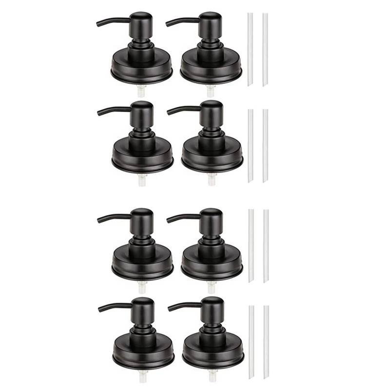 Retail 8-Pack Mason Jar Soap Dispenser Lid, Painted Black Rust Proof Lotion Dispenser Lid For Regular Mouth Mason Jar
Retail 8-Pack Mason Jar Soap Dispenser Lid, Painted Black Rust Proof Lotion Dispenser Lid For Regular Mouth Mason Jar