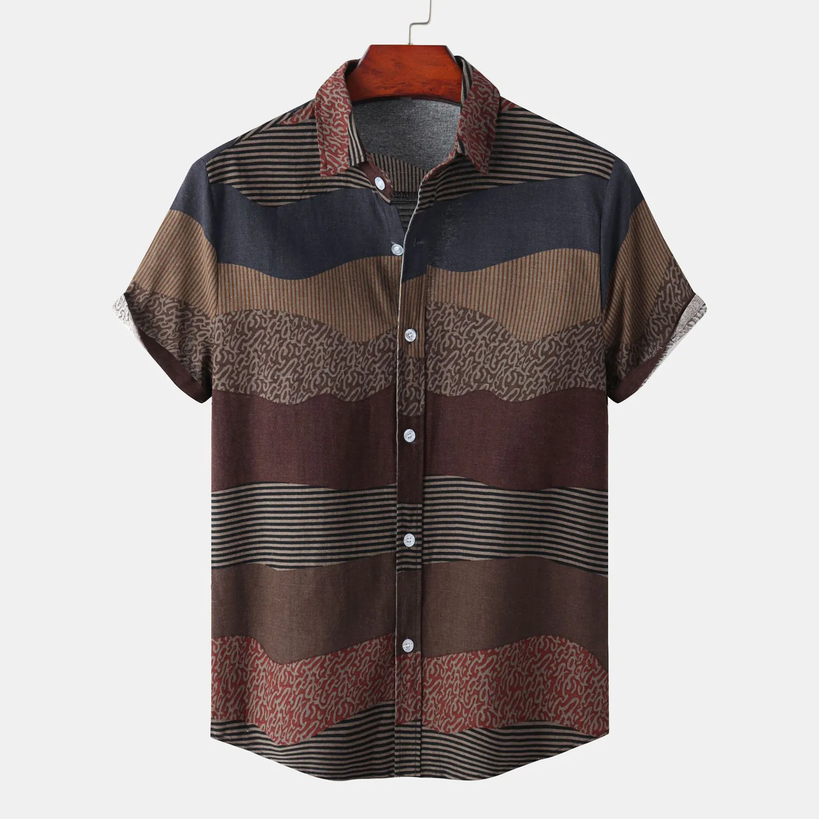 Summer Men's Fashion Geometric Printed Short Sleeve Turn-down Collar Button Blouse Top Loose Comfortable Beach Shirt Camisas #
Summer Men's Fashion Geometric Printed Short Sleeve Turn-down Collar Button Blouse Top Loose Comfortable Beach Shirt Camisas #