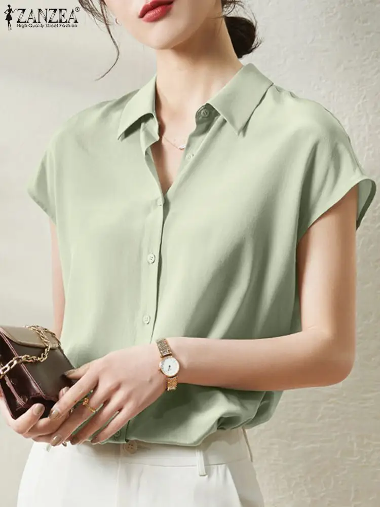 ZANZEA Fashion OL Shirt Women Summer Short Sleeve Lapel Neck Blouse Female Casual Loose Blouss Female Elegant Solid Chemise 2023
ZANZEA Fashion OL Shirt Women Summer Short Sleeve Lapel Neck Blouse Female Casual Loose Blouss Female Elegant Solid Chemise 2023