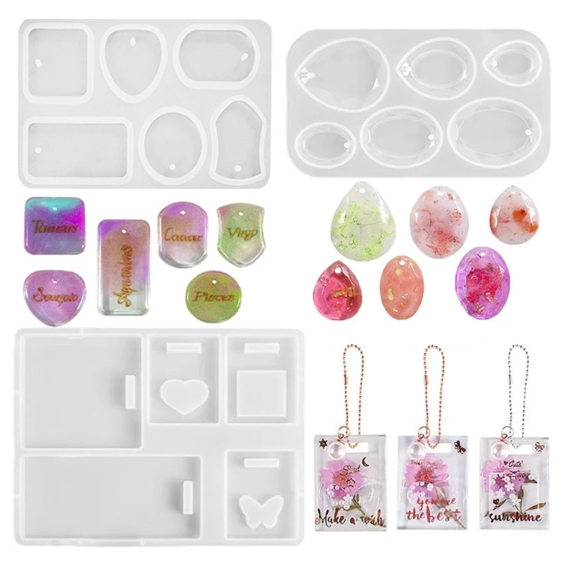 Set of 3 Pendant Molds Jewelry Mould Multi-Shapes Silicone Keychain Moulds with Holes Silicone Material Hand-Making Tool
Set of 3 Pendant Molds Jewelry Mould Multi-Shapes Silicone Keychain Moulds with Holes Silicone Material Hand-Making Tool