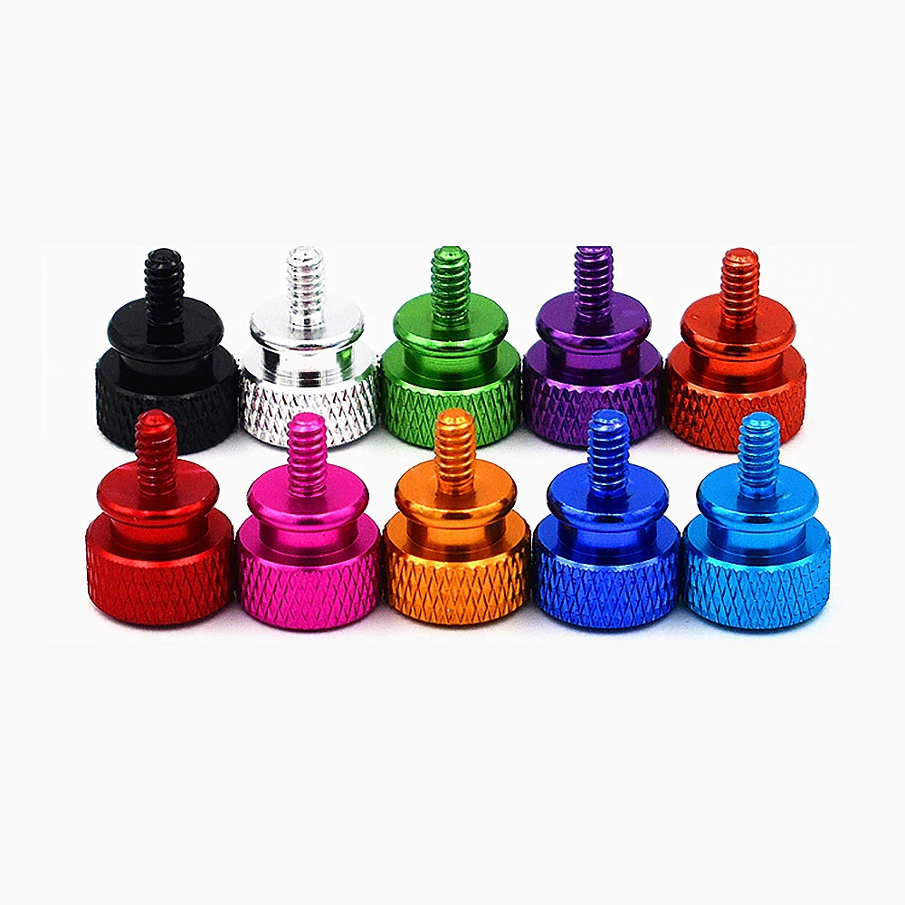 UNC 6#-32*L=6.7/12/16mm Aluminum Alloy Step Thumb Screw Knurled Hand Screws Hand Tighten Knob Screw Anodized Computer Case Screw 
UNC 6#-32*L=6.7/12/16mm Aluminum Alloy Step Thumb Screw Knurled Hand Screws Hand Tighten Knob Screw Anodized Computer Case Screw