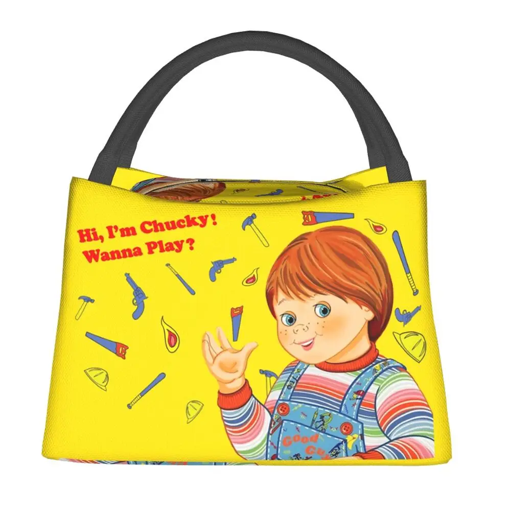 Chucky Good Guys Wanna Play Portable Lunch Boxes for Women Leakproof Child's Play Thermal Cooler Food Insulated Lunch Bag
Chucky Good Guys Wanna Play Portable Lunch Boxes for Women Leakproof Child's Play Thermal Cooler Food Insulated Lunch Bag