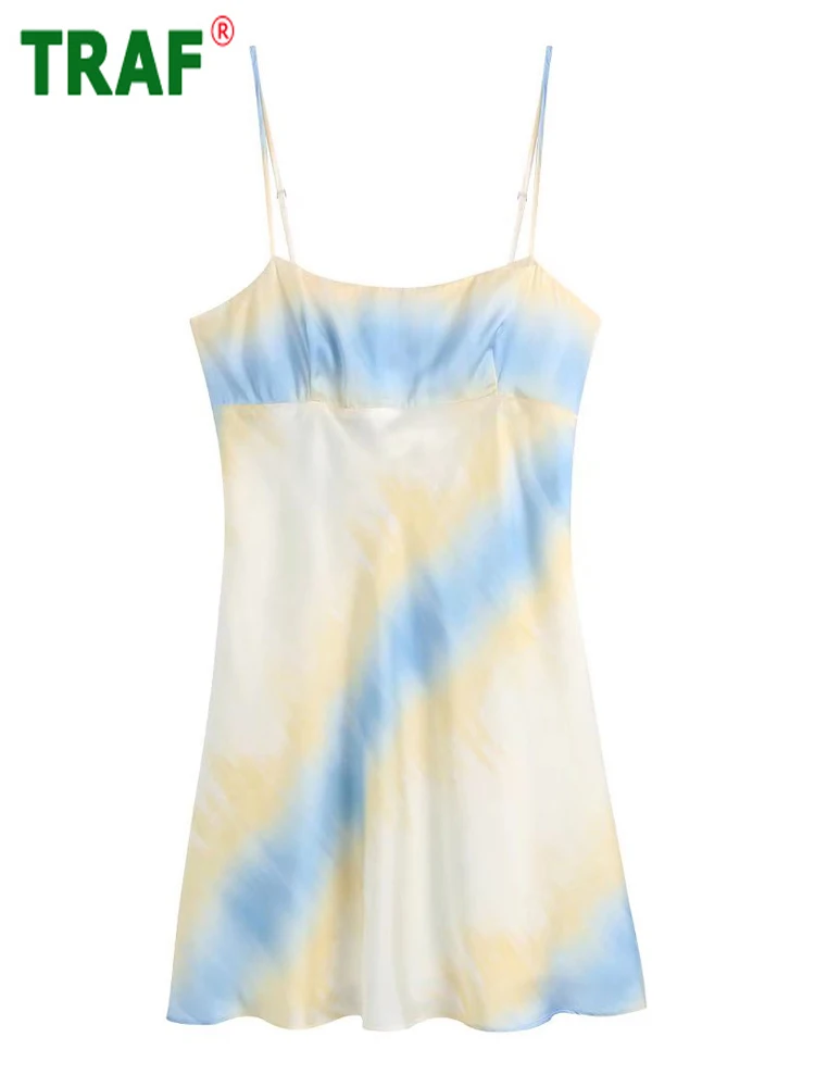 TRAF Tie Dye Mini Dress Women Satin Slip Summer Dresses Woman 2022 Backless Short Dress Woman Thin Straps Beach Female Dress
TRAF Tie Dye Mini Dress Women Satin Slip Summer Dresses Woman 2022 Backless Short Dress Woman Thin Straps Beach Female Dress