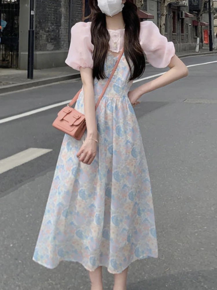 France Elegant Floral Dress Women Summer A-line Party Midi Dresses Casual Holiday High Waist Korena Fashion Female Dress 2022
France Elegant Floral Dress Women Summer A-line Party Midi Dresses Casual Holiday High Waist Korena Fashion Female Dress 2022