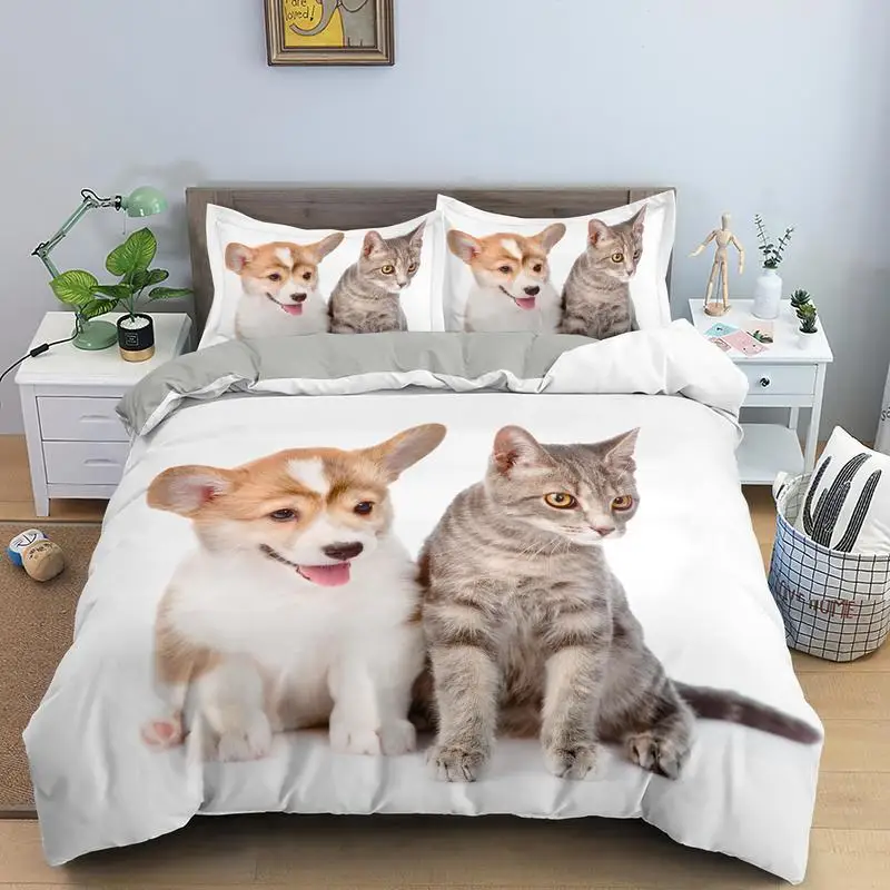 Dog and Cat Duvet Cover Set Queen Size Animal Theme Twin Bedding Set for Kids Boys Girls Microfiber Puppy Kitten Quilt Cover
Dog and Cat Duvet Cover Set Queen Size Animal Theme Twin Bedding Set for Kids Boys Girls Microfiber Puppy Kitten Quilt Cover