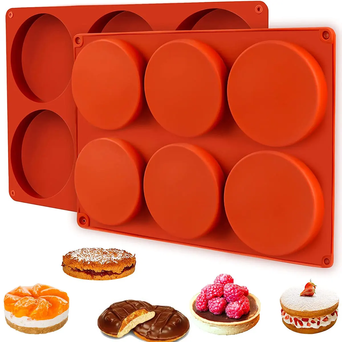 2pcs Silicone Muffin Cake Candy Baking Molds Reusable 6-Cavity Round Baking Mold Non-Stick Food Grade Disc Baking Mold
2pcs Silicone Muffin Cake Candy Baking Molds Reusable 6-Cavity Round Baking Mold Non-Stick Food Grade Disc Baking Mold