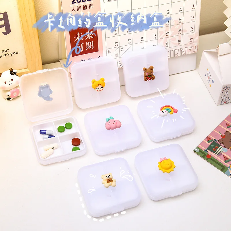 Cute Mini Pill Box Cartoon Compartment Pill Storage Box Pill Cases Girl Heart Portable Four Compartment Sealed Jewelry Organizer
Cute Mini Pill Box Cartoon Compartment Pill Storage Box Pill Cases Girl Heart Portable Four Compartment Sealed Jewelry Organizer