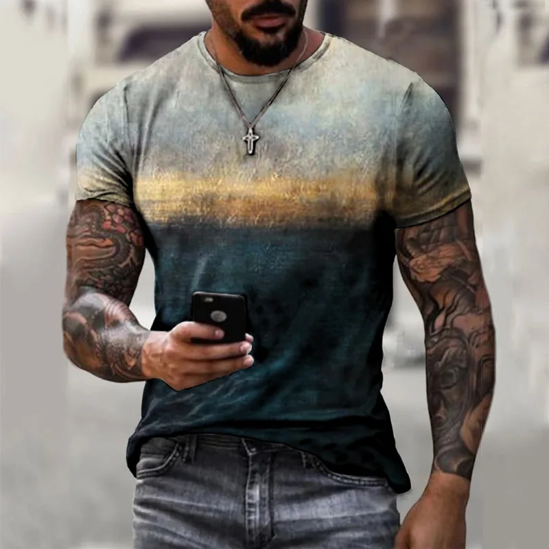 Vintage Personality Men's T Shirts Color Stripe Printed Fashion O-Neck Short Sleeve Oversized t shirt Breathable Streetwear
Vintage Personality Men's T Shirts Color Stripe Printed Fashion O-Neck Short Sleeve Oversized t shirt Breathable Streetwear
