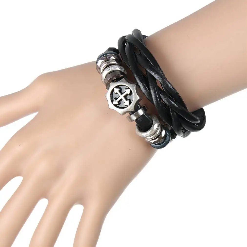 European and American Punk Drip Cross Braided Leather Hand Strap Couple Leather Bracelet Shop Stall Cheap Bracelet
European and American Punk Drip Cross Braided Leather Hand Strap Couple Leather Bracelet Shop Stall Cheap Bracelet