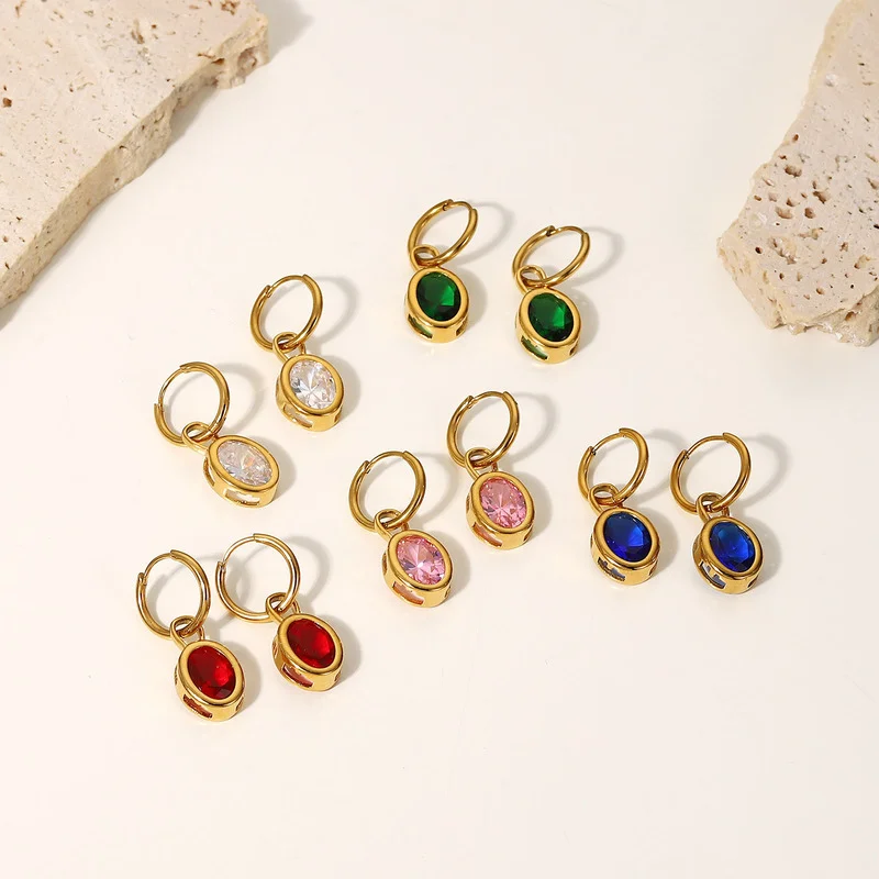 Minar INS Fashion Colorful CZ Zircon Hoop Earrings for Women Oval Geometrical Gold Stainless Steel Earring Minimalist Jewelry
Minar INS Fashion Colorful CZ Zircon Hoop Earrings for Women Oval Geometrical Gold Stainless Steel Earring Minimalist Jewelry