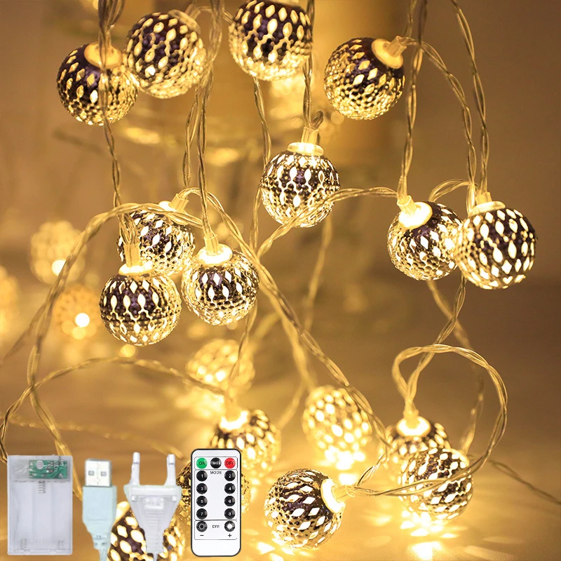 LED Morocco Ball Fairy Lights String Bedroom Christmas Halloween Garland Lamp Chain Outdoor Wedding Garden Home Party Decoration
LED Morocco Ball Fairy Lights String Bedroom Christmas Halloween Garland Lamp Chain Outdoor Wedding Garden Home Party Decoration